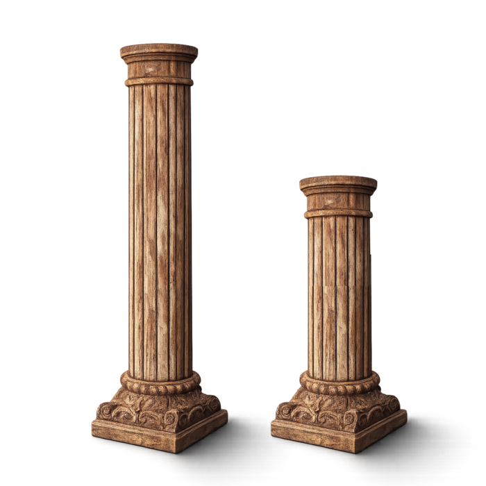 Decorative columns made of weathered wood